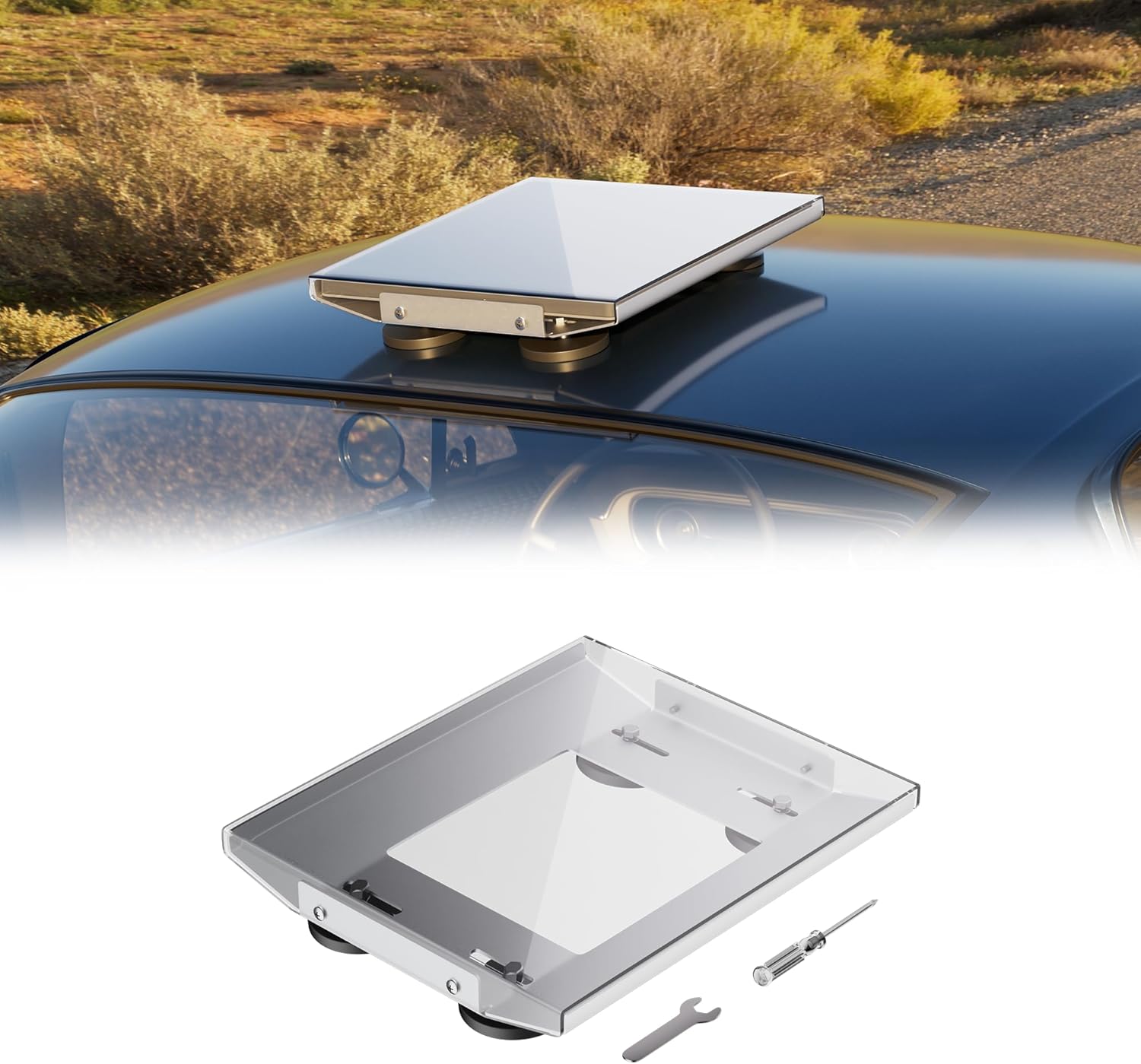 DAIERTEK Starlink Mini Magnetic Car Mount with Protective Cover, 265 LBS Heavy-Duty Magnet Base Roof Mount, Aluminum Frame with 3mm PC Shield, Ideal Accessories for RV, Truck, Van, Boat & Yacht