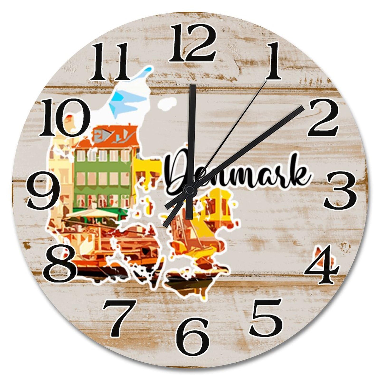 Horloge murale silencieuse en bois 38 cm sans tic-tac salon