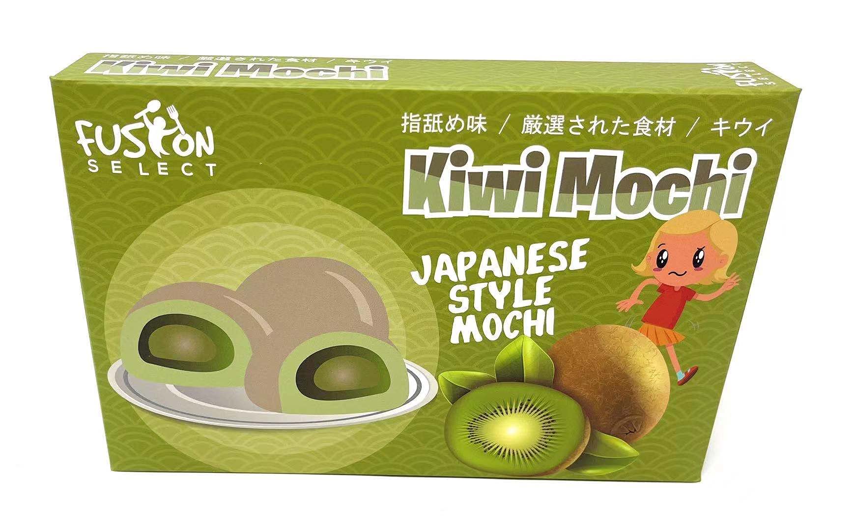 Fusion Select Mochi Daifuku Snacks - Traditional Japanese Rice Cakes with Filling - Flavored Asian Sweet Desserts for Family - Chewy and Soft Texture - 30g Each, 6 Pieces per Pack (Kiwi)