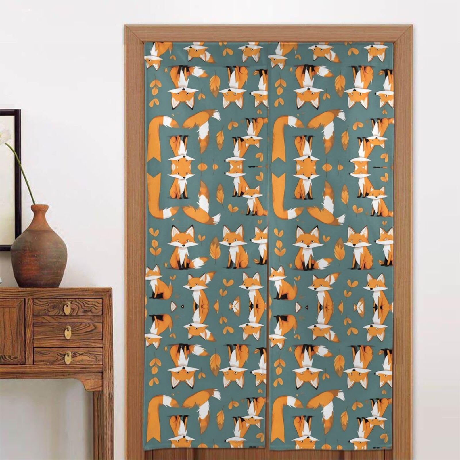 CNTDBU Yellow fox Door Curtain 34x56 Inch-Room Divider Panel for Privacy, Entryway Screen for Kitchen Bedroom