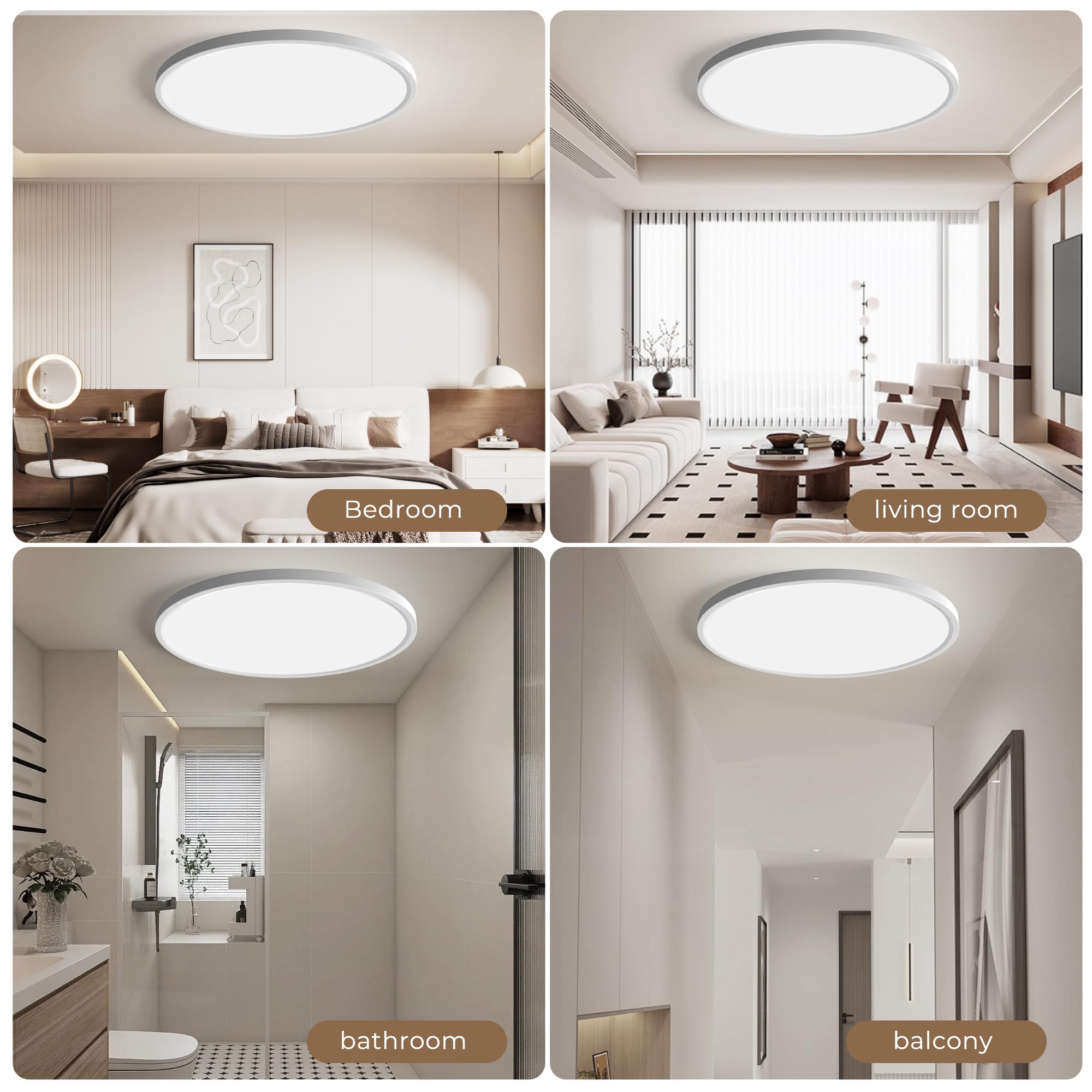 EASY EAGLE Deckenlampe LED Deckenleuchte Flach 40CM, 4000K Rund Badezimmer Lampe Badlampe Decke Küchenlampe für Bad Flur Schlafzimmer Balkon Wohnzimmer Küche Keller 48W 4800LM