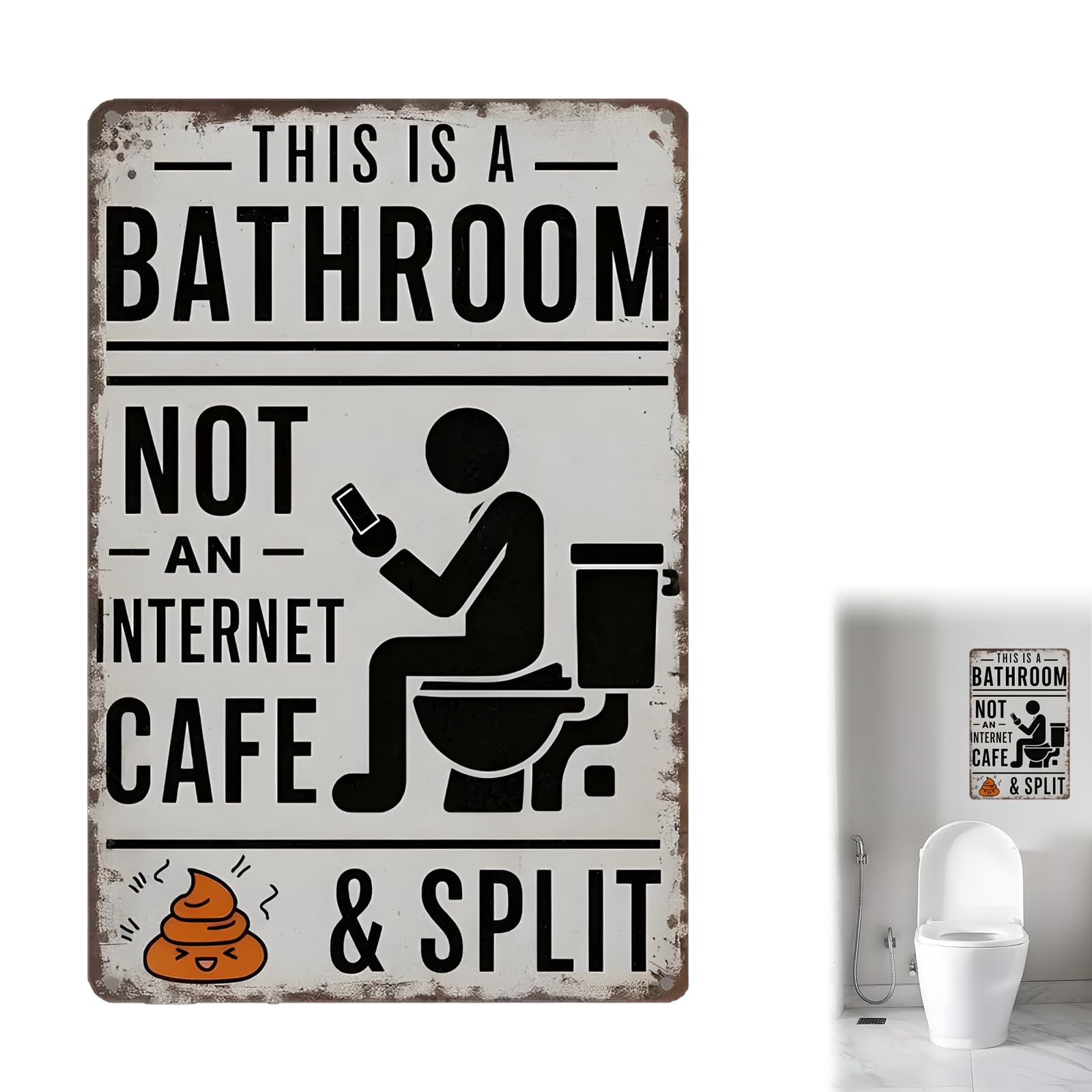 Vintage Bathroom Sign,This is a Bathroom Not an Internet Cafe Decor,Durable,for Home,Club,Farmhouse,Humorous Gift,30x20CM