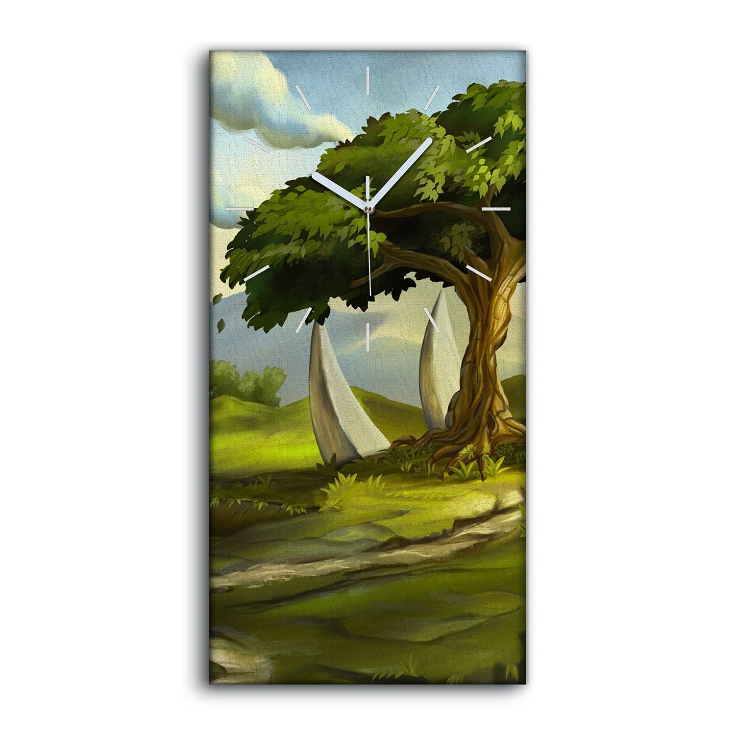 Horloge sur Toile 30x60cm - Toile Imprimée Pierres et Arbres Fantastiques