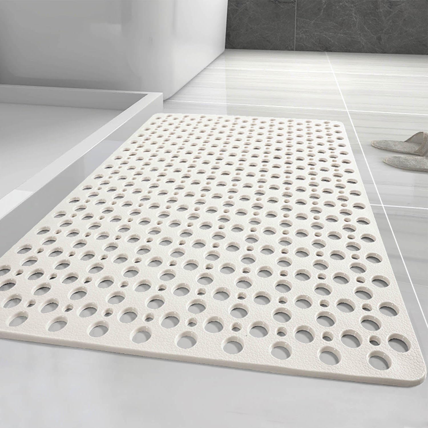 Casa and Beyond Shower Mat Non Slip Bath Mat Secure Shower Mat Easy to Clean Drains Fast Easy Dry Cut Soft Machine Washable Bathtub mat for Inside Shower (Grey,29.5 * 17 in)