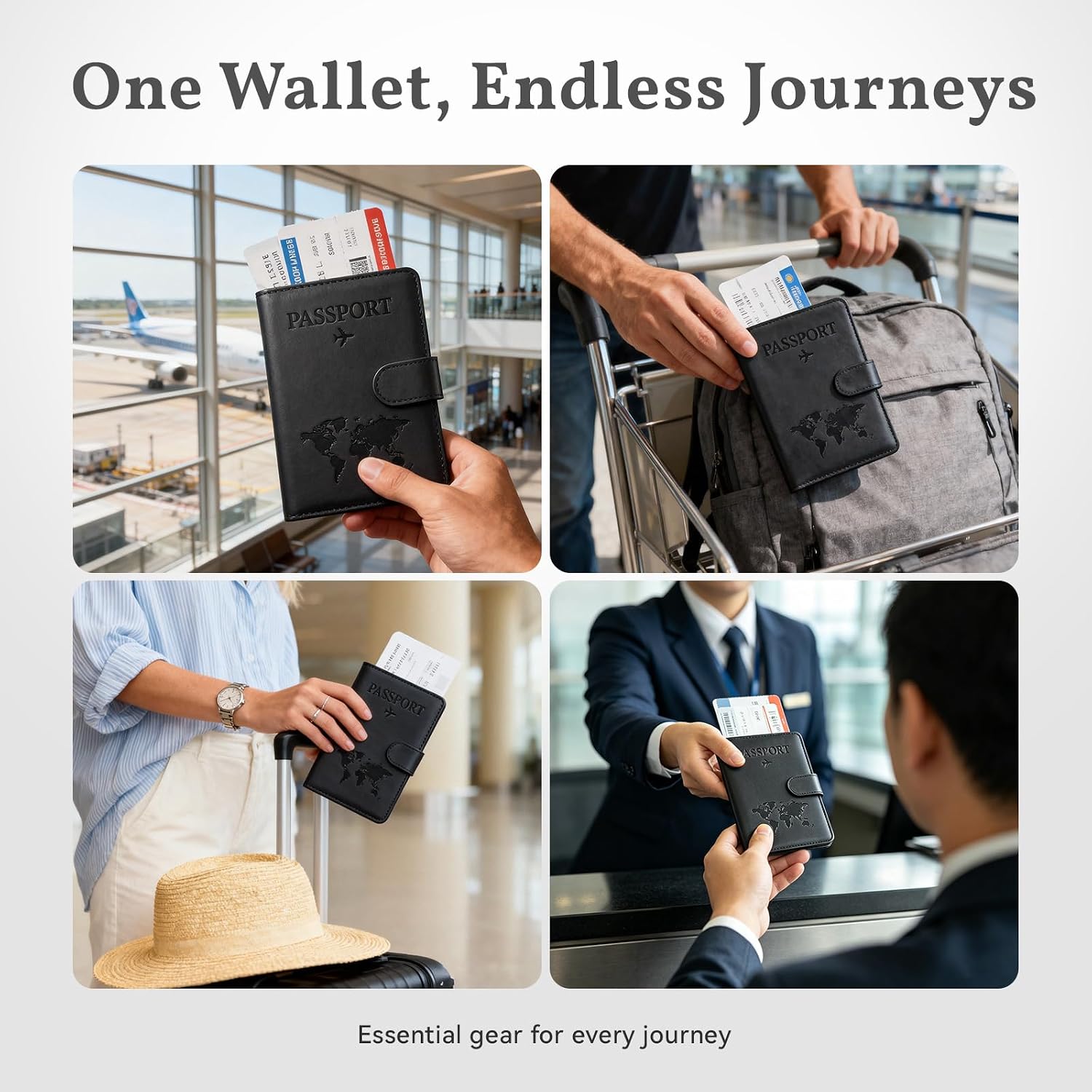 Passport Holder For Travel, RFID Blocking Wallet With Card Holders