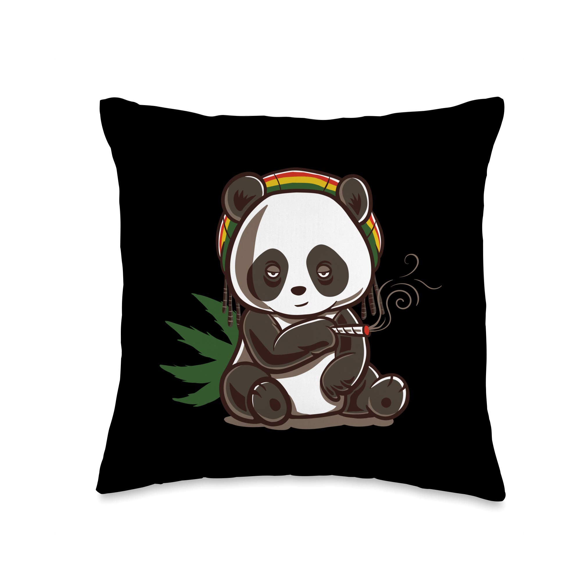 Weed Smoking Panda Marijuana Cannabis Stoner THC CBD 420 Throw Pillow