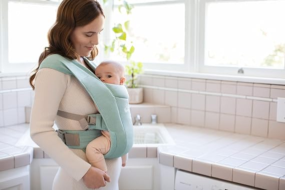 Ergobaby Embrace Ergonomic Baby Carrier for Newborns from Birth with Head Support, 2-Position Front Carrier Belly Carrier Extra Soft and Ergonomic, Jade