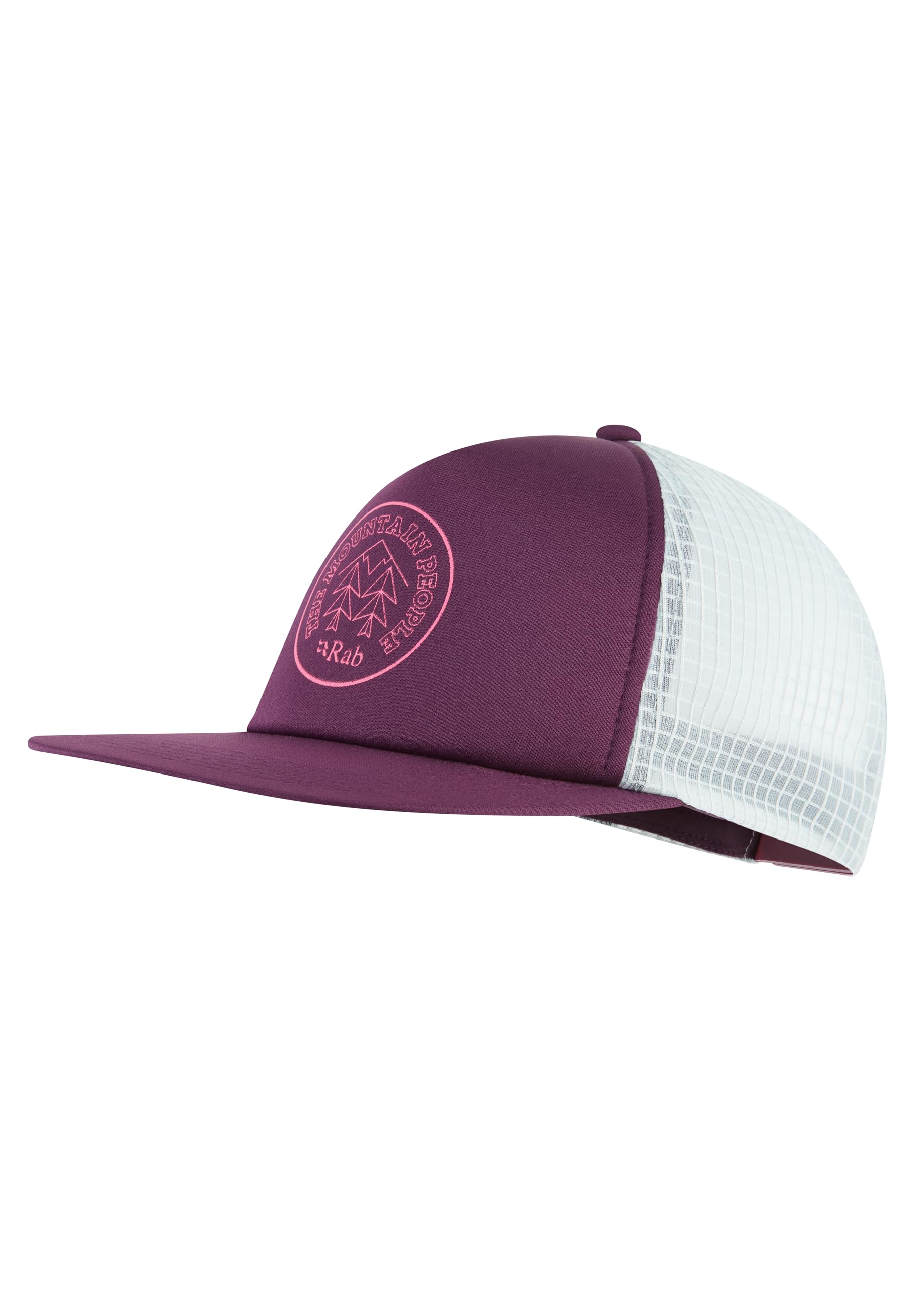 Rab Cirque Print Cap - Lightweight Mesh Adjustable Trucker Hat for Running, Hiking, & Skiing - Mulberry/Pewter - One Size