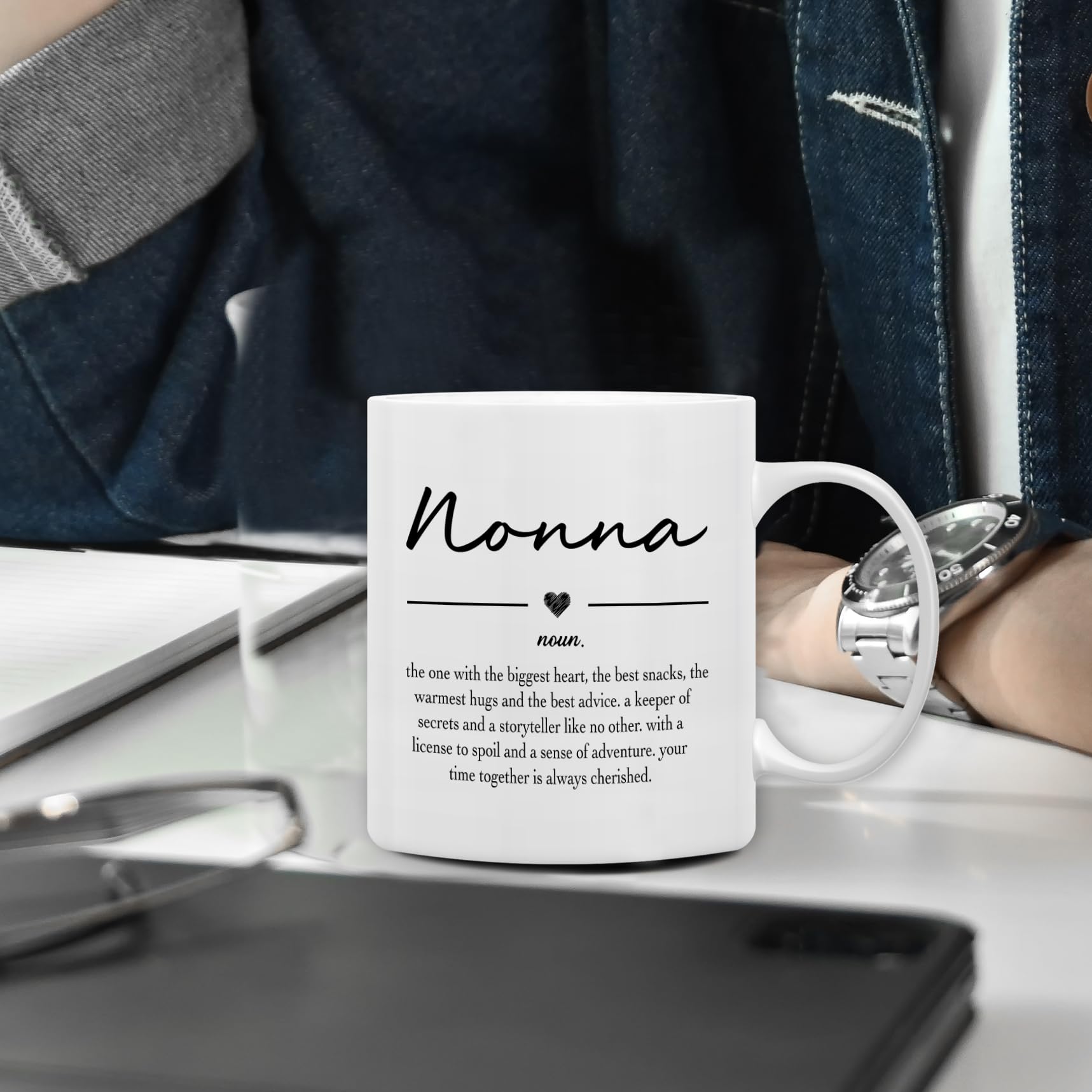 QASHWEY Nonna Gifts Coffee Mug, Gifts for Nonnas Grandma from Grandkids Grandchildren, Grandma Coffee Mug, Mothers Day Mugs Tea Cup Gift for GrandmaNonna, Nonna Definition CoffeeCup Ceramic 11oz