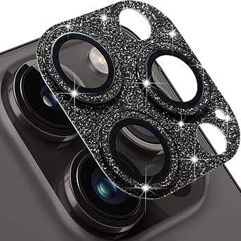 Compatible with iPhone 15 Pro & 15 Pro Max Camera Lens Protector, Bling Lens Cover 3D Rhinestone Diamond 9H Tempered Glass Camera Cover Anti Scratch Shockproof Lens Screen Full Protective Cover
