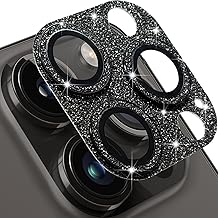 Compatible with iPhone 13 Pro and iPhone 13 Pro Max Camera Lens Protector, Bling Glitter 9H Tempered Glass Camera Cover Anti Scratch Shockproof Lens Protective Cover-Black