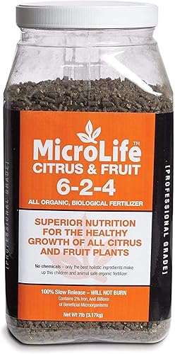 MicroLife Citrus & Fruit (6-2-4) Fertilizante biológico orgánico granular de grado profesional, 7 libras