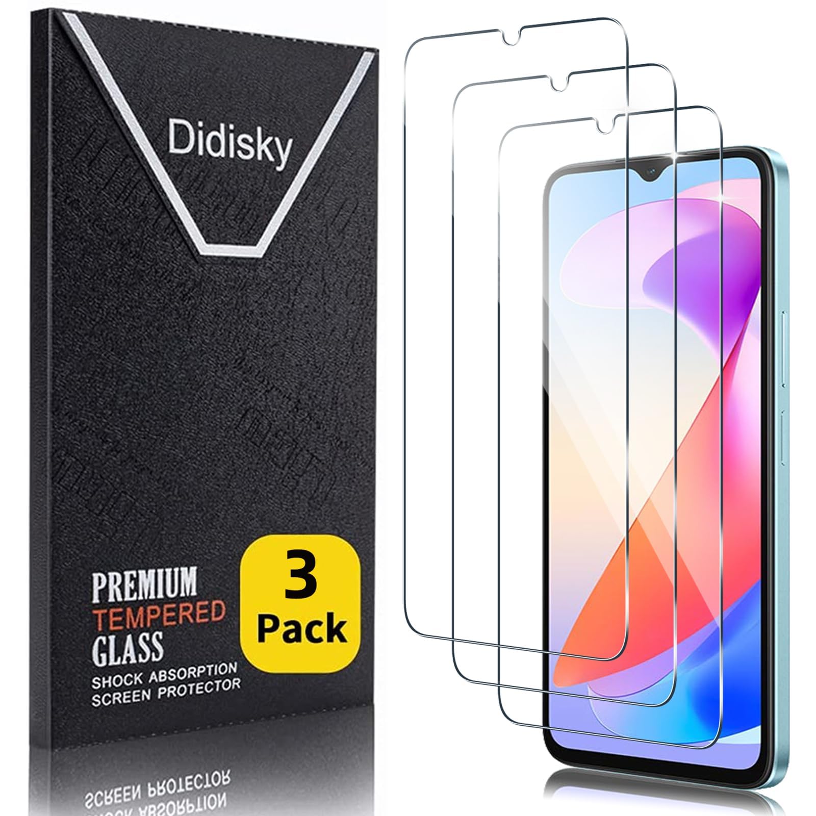 Didisky 3 Pack Tempered Glass Screen Protector for Honor X6a, Scratch-Resistant, 9H Hardness, No Bubbles