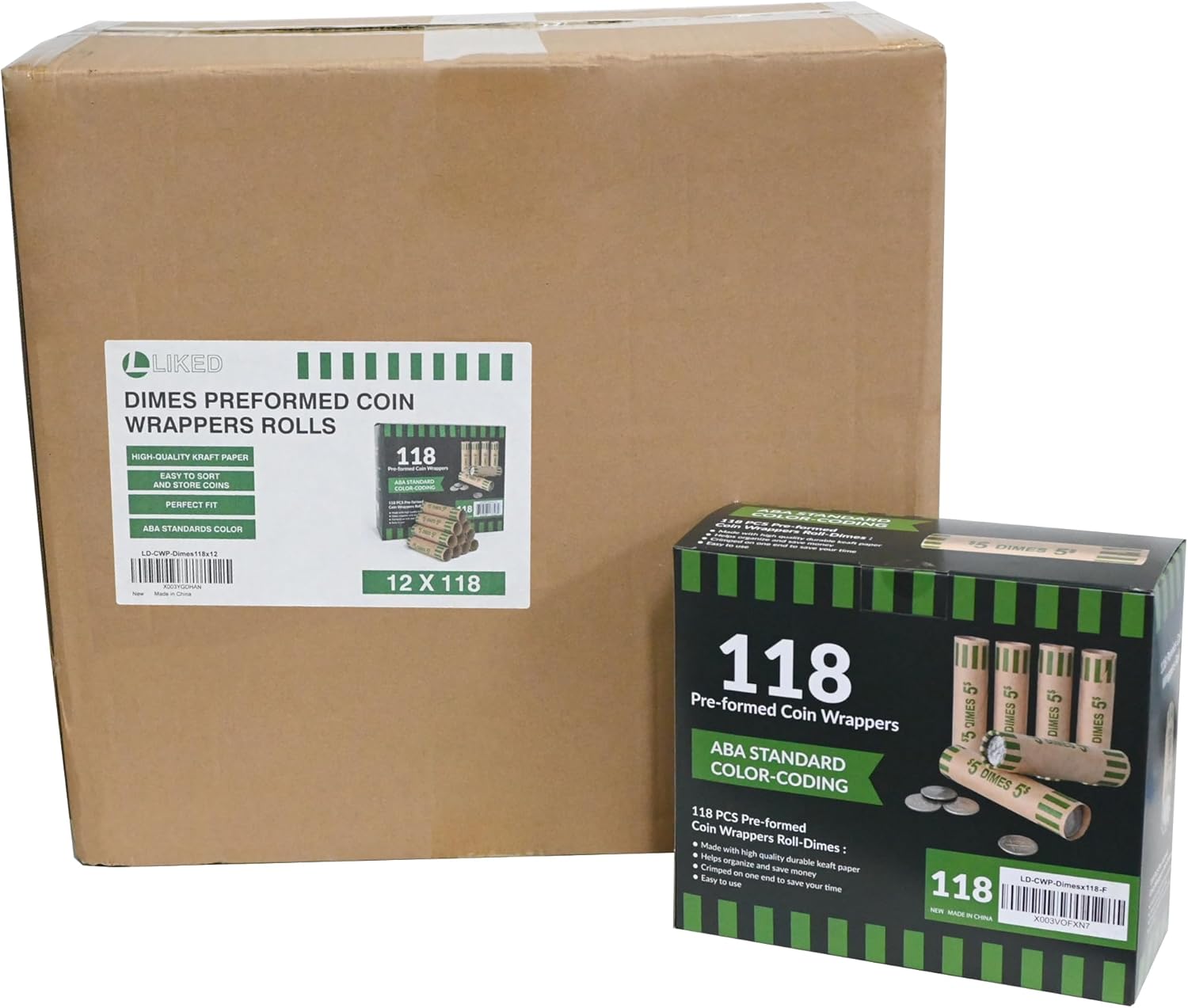 Dimes Coin Wrappers - 1416 PCS preformed rolls by L LIKED