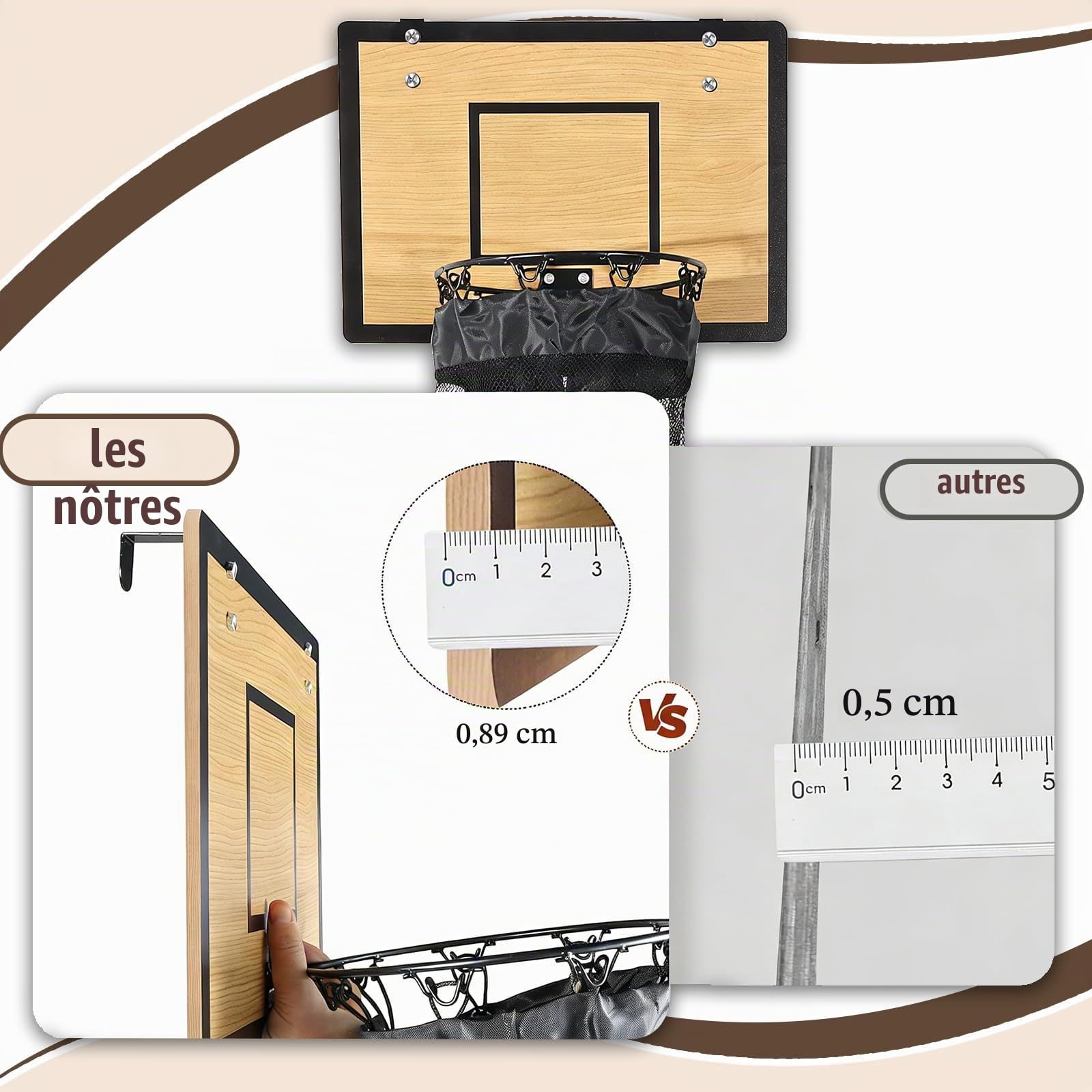 2 en 1 Panier à Linge de Basketball, Corbeille à Linge de Basket Mural et sur Porte avec Fermeture Éclair, Laundry Basket pour Chambre Salle de Bain Dortoir, Cadeau pour Enfants et Adultes
