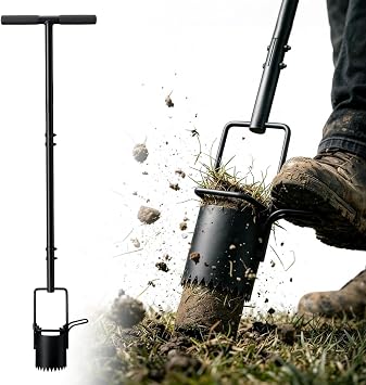 Sod Plugger Tool & Bulb Planter, Sharp Serrated Steel Grass Plugger Tool for Garden Lawn, Heavy Duty Sod Cutter for Planting Tulips & Zoysia Plugs, Flower