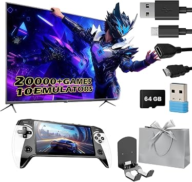 2026 Upgraded X9 Retro Handheld Game Console - with 5.5-inch HD IPS Eye-Protection Screen, 20000+ Built-in Games 10+ Emulators, TV Output, Bluetooth Controller for Kids and Adults 64GB