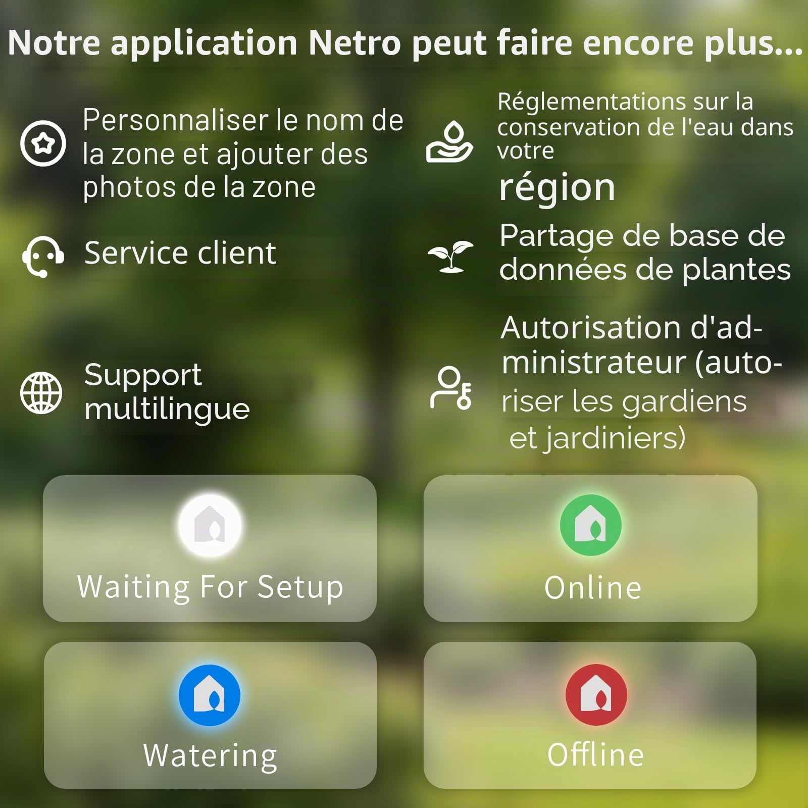 Netro Contrôleur d'arrosage intelligent, Wifi, sensible à la météo, accès à distance, 6 zones, compatible avec Alexa