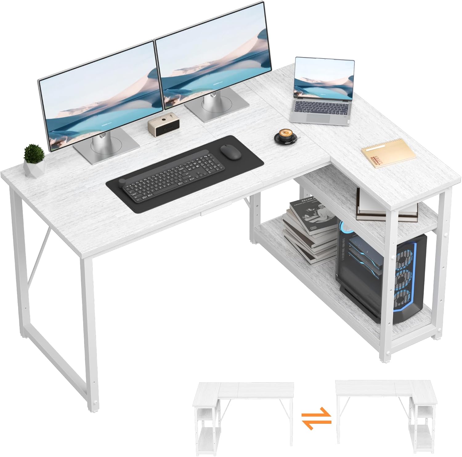 TRIUMPHKEY Scrivania ad Angolo Reversibile 120 x 80cm