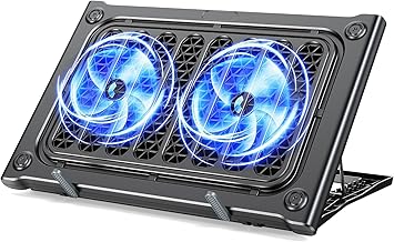 MOKURU Laptop Cooling Pad Stand, Laptop Cooler with 2 Silent Fans for 10-15.6 Inch Laptops,6 Levels of Height Adjustable W...