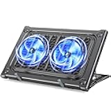 Laptop Cooling Pad Stand, Laptop Cooler with 2 Silent Fans for 10-15.6 Inch Laptops,6 Levels of Height Adjustable Wind Speed with 2 USB Ports (Black)