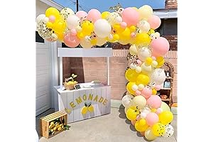 Sunflower Lemon Yellow Balloon Garland Arch Kit 150Pcs Lemonade Yellow Pink Pastel...