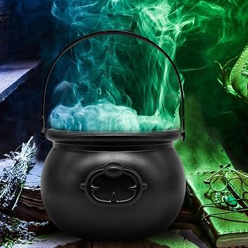 SpinLaLa 8 Plastic Black Cauldron Kettle Halloween Candy Bowl, Large Witch Cauldron Pot Bucket for Halloween Decorations Trick or Treat Party Supplies