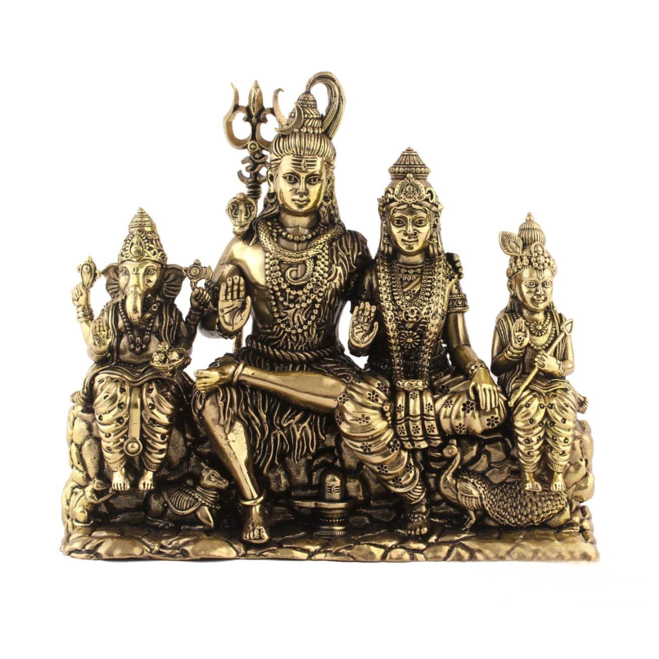 Brass Shiv Parivar Statue – Divine Lord Shiva Family Idol for Puja, Home Temple & Spiritual Décor-image-41