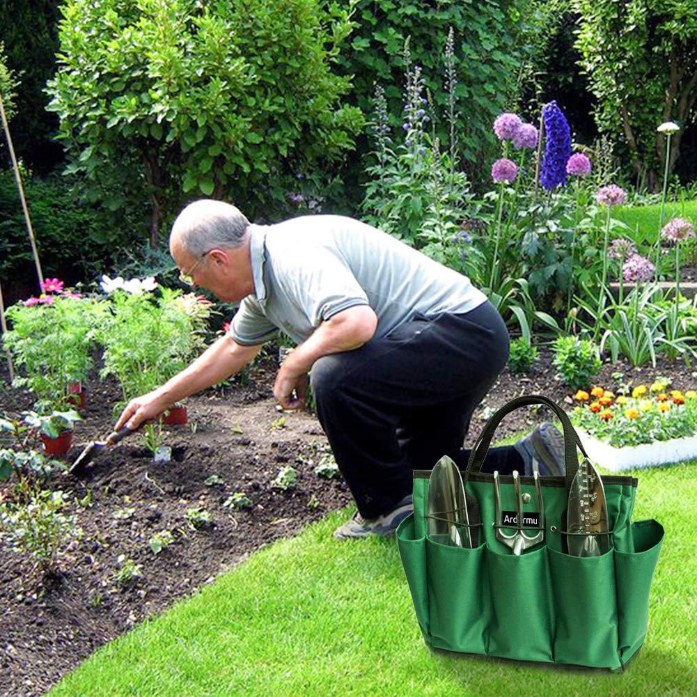 Set Giardinaggio PTJJXA - Borsa Attrezzi 8 Scomparti E Grembiule, 38x25x9cm E 45x55cm - Foto 3