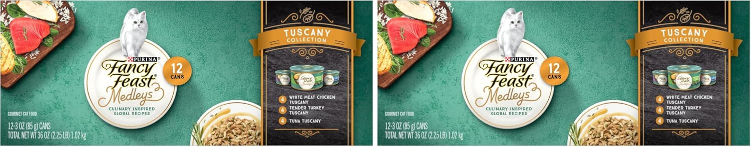 Fancy Feast Purina Medleys 12 Ct. Tuscany Wet Cat Food Variety Pack - (12) 3 oz. Cans - (4 Packs of 12) 3 oz. Cans