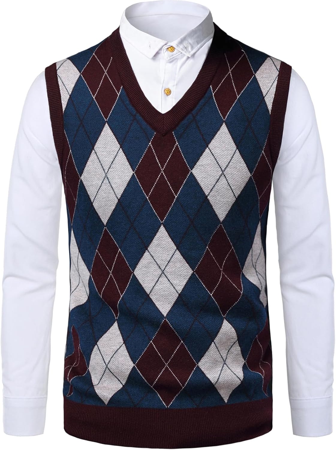 Mens Argyle Sweater Vests V-Neck Sleeveless Pullover Classic Business Knitwear Wool Cardigan Autumn Winter Vest
