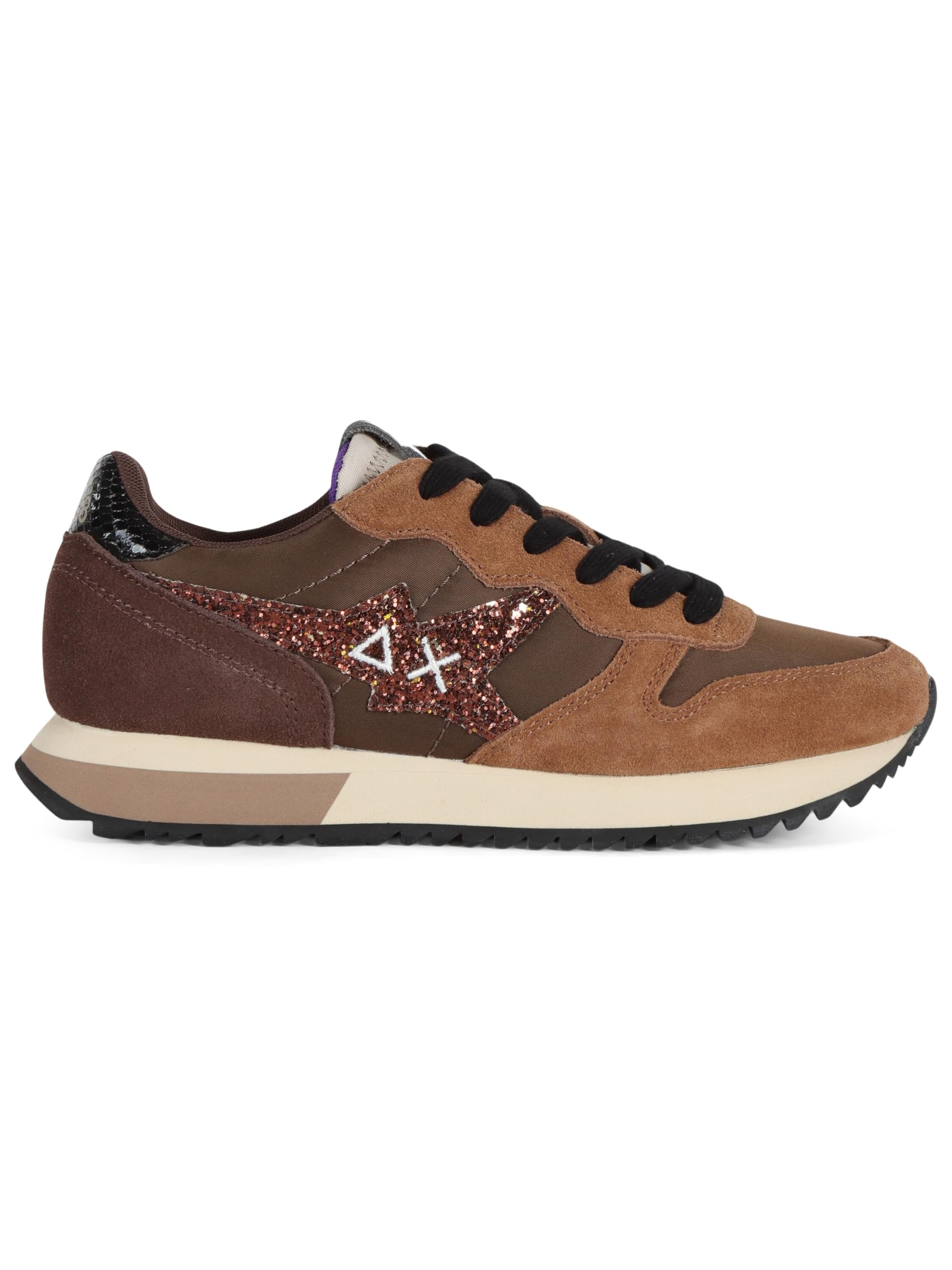 Scarpa donna marrone,sneaker sun 68,stargirl glitter logo marrone