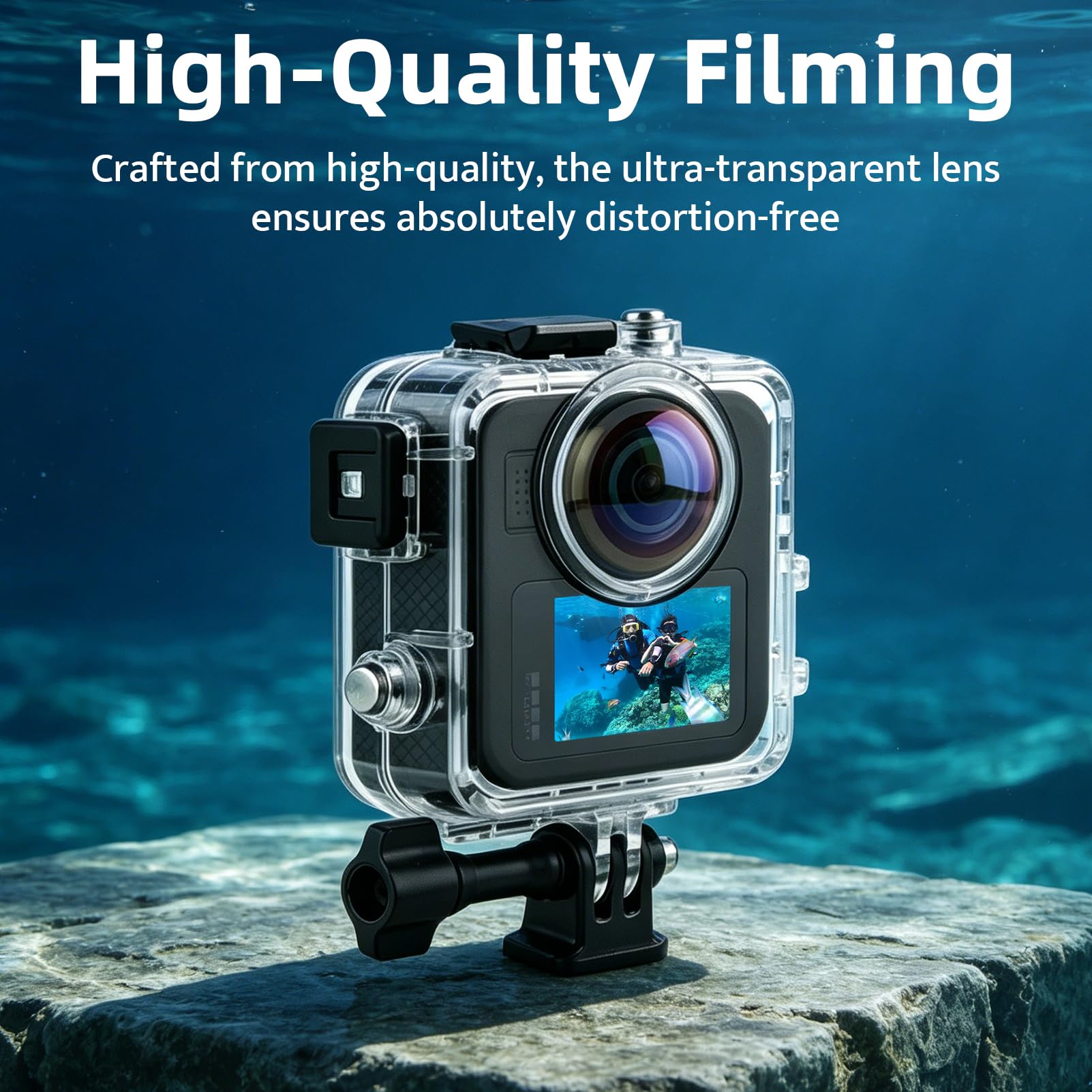 Custodia Impermeabile 50M per GoPro MAX 2, Custodia Subacquea con Tripla Tenuta Stagna, Lente Alta Trasparenza per Nuoto, Immersioni, Surf