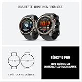 Garmin fēnix® 8 Pro AMOLED - Montre connectée GPS Multisports avec Technologie inReach intégrée - Sapphire, Titane, Titanium avec Bracelet Graphite - Boîtier 47mm - 8