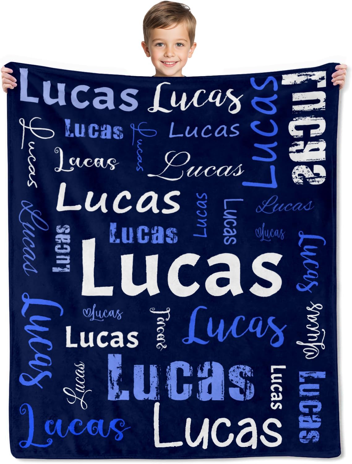 Ships Next Day, Custom Name Blanket - Personalized Flannel Kids Blankets for Teen Boys & Girls, Christmas Blanket Gifts for Child, Moon Celebration for Baby