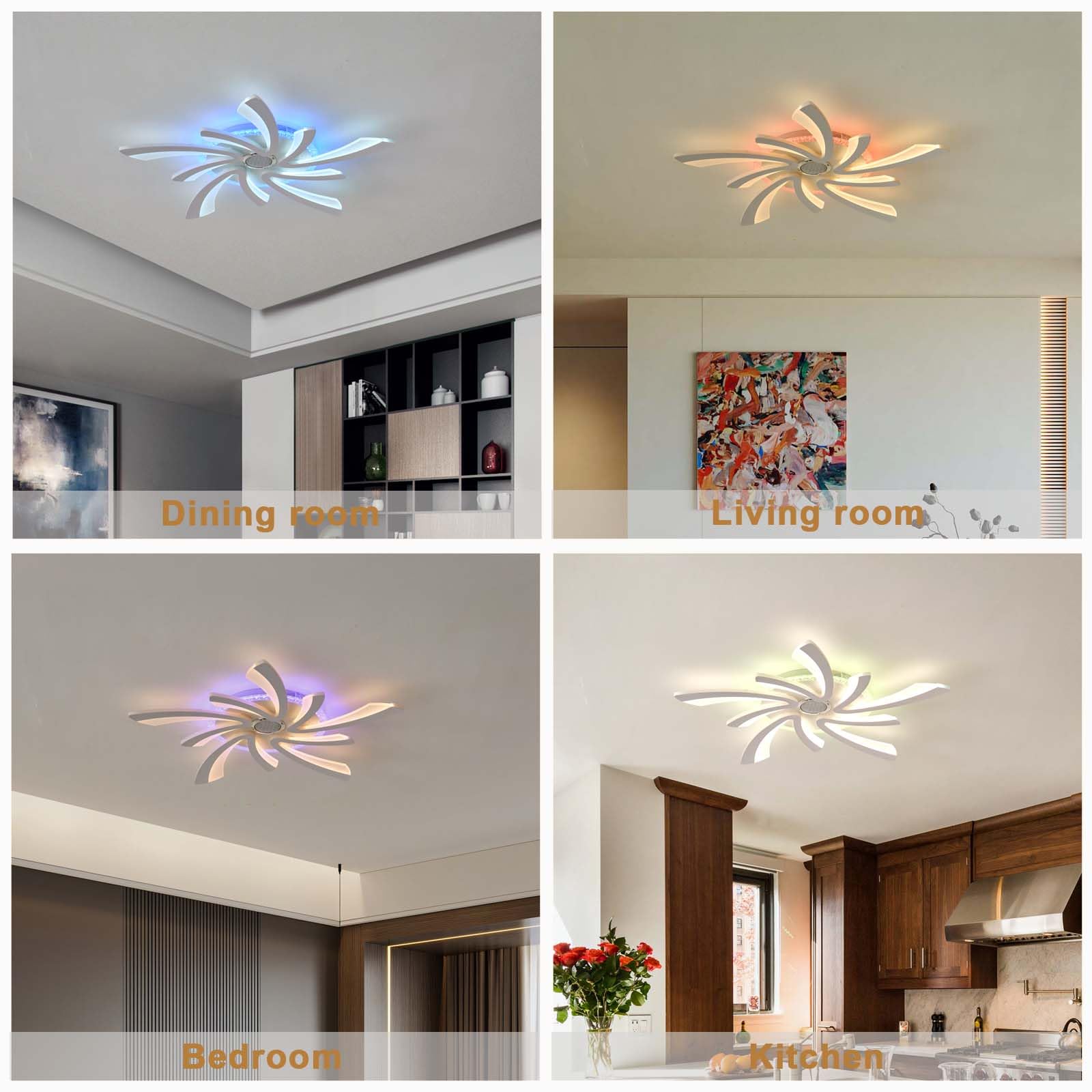 Dimmerabile Plafoniera Intelligente RGB Bluetooth Lampadario,Elevata Resa Cromatica con Funzione Di Memoria Timer e Senza Sfarfallio Moderno Ceiling Light,per Soggiorno e Camera Da Letto,Bianco