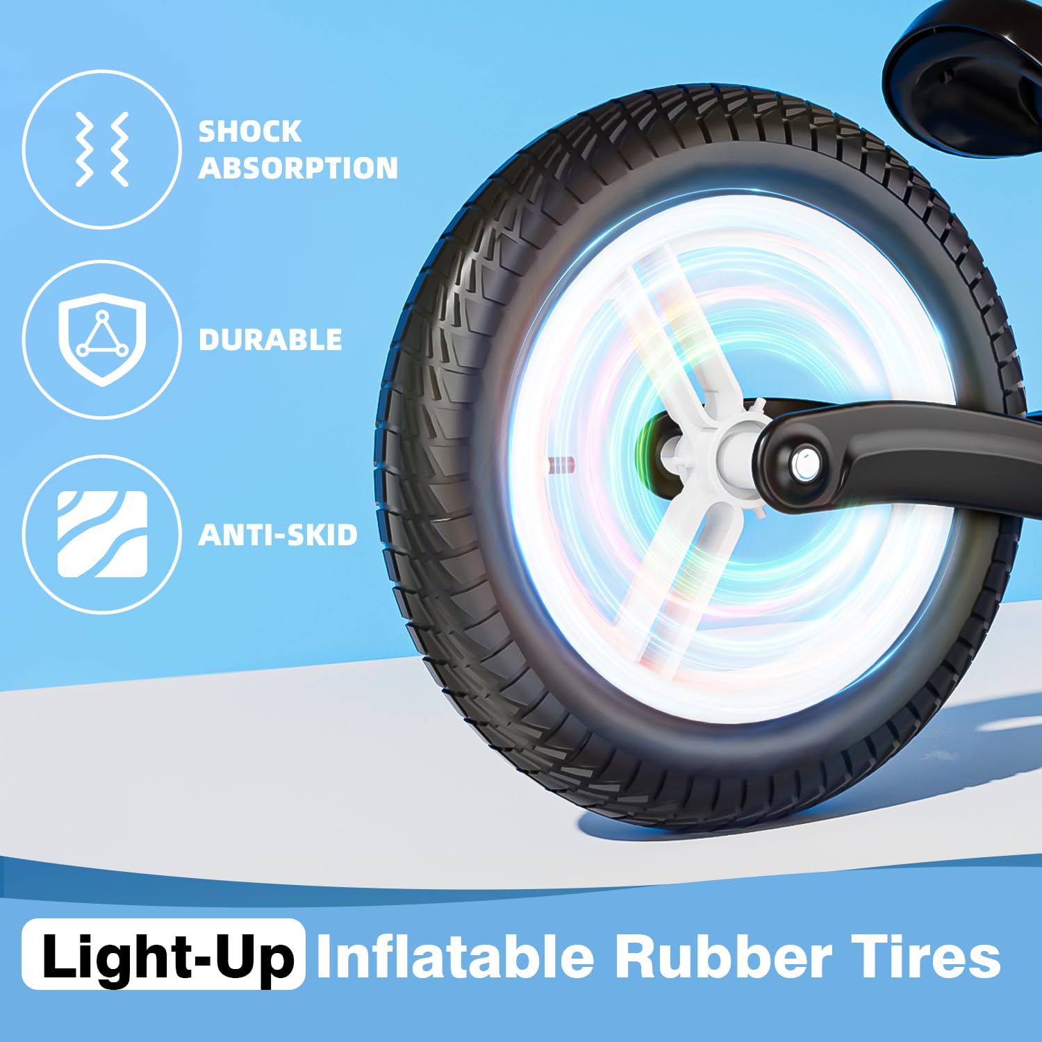 Ridego Toddler Balance Bike 2 Year Old,12Inch Colorful Lighting Kids Bike,Lightweight Push Bicycle with Adjustable Seat, Ride-on Toys Birthday Gift 2 3 4 5 Year Old Boys Girls,White