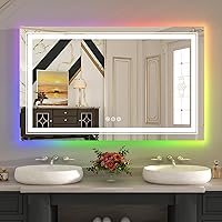 Vista 119 de WTTY LED Bathroom Mirror 32"x32" with Backlit and Front Light,Stepless Dimmable LED Mirror for Bathroom,Anti-Fog Lighted Bathroom Vanity Mirror
