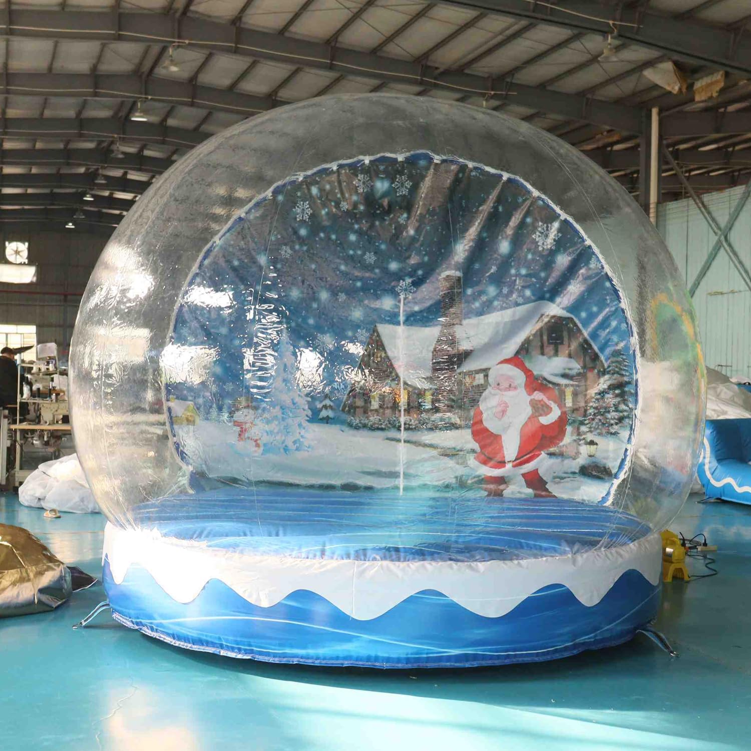 SAYOK Christmas Decoration Inflatable Snow Globe Transparent Bubble House Tent for Event Party Exhibition/with Printed Background & Blower(11.48ft Dia, 7.54ft Tunnel)