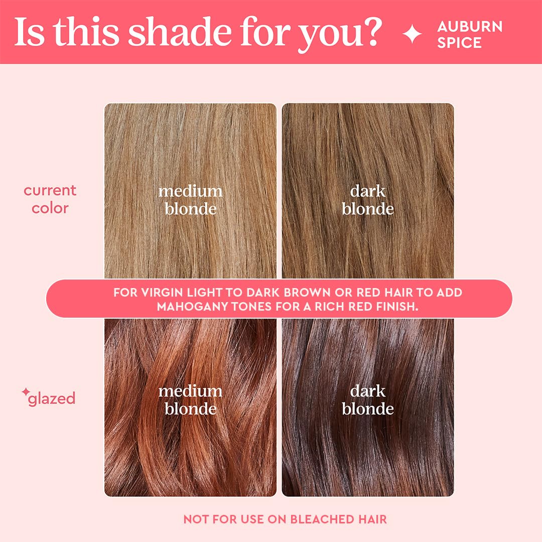 Glaze Color Conditioning Gloss – Getönte Feuchtigkeitscreme für braunes oder rotes Haar, verstärkt Farbe und Glanz, repariert Schäden – Auburn Spice, 180 ml