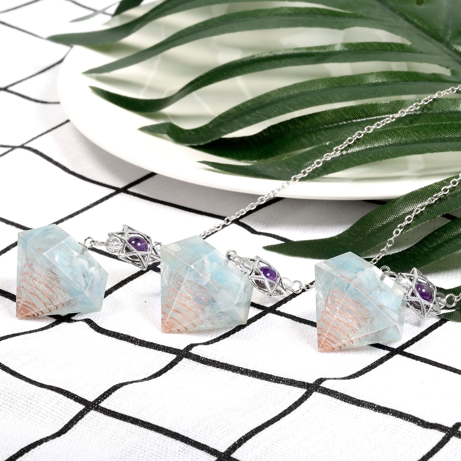 KYEYGWO Healing Crystal Point Pendulum with Dream Catcher and Star of David Necklace - Image 4