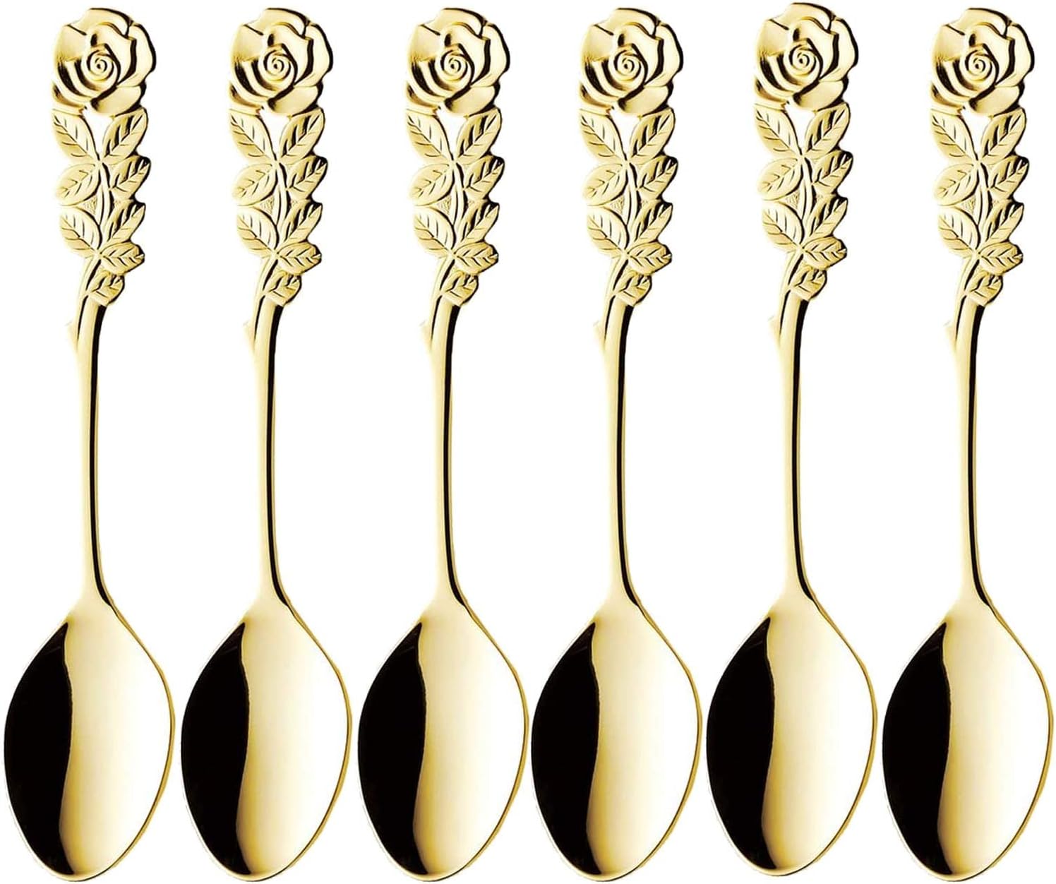 Takakuwa Metal 519361 Rose Cutlery, Gold, Teaspoon, Set of 6