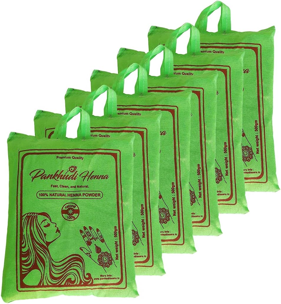 Pankhudi Henna Pure & Natural Henna Powder Cloth Filtered 500gmx6 (3Kg)