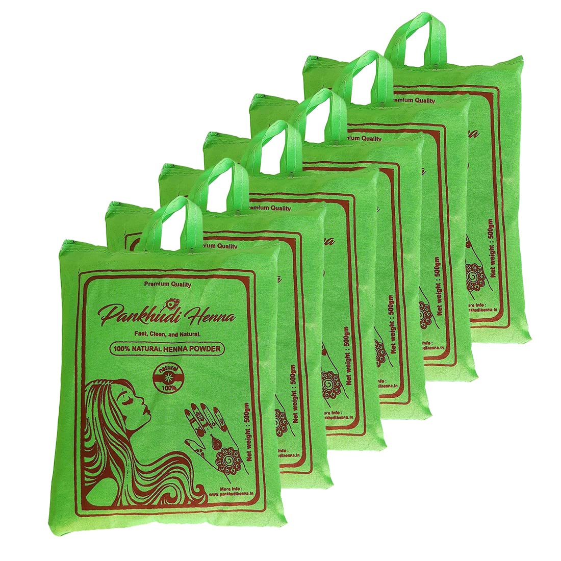Pankhudi Henna Pure & Natural Henna Powder Cloth Filtered 500gmx6 (3Kg)