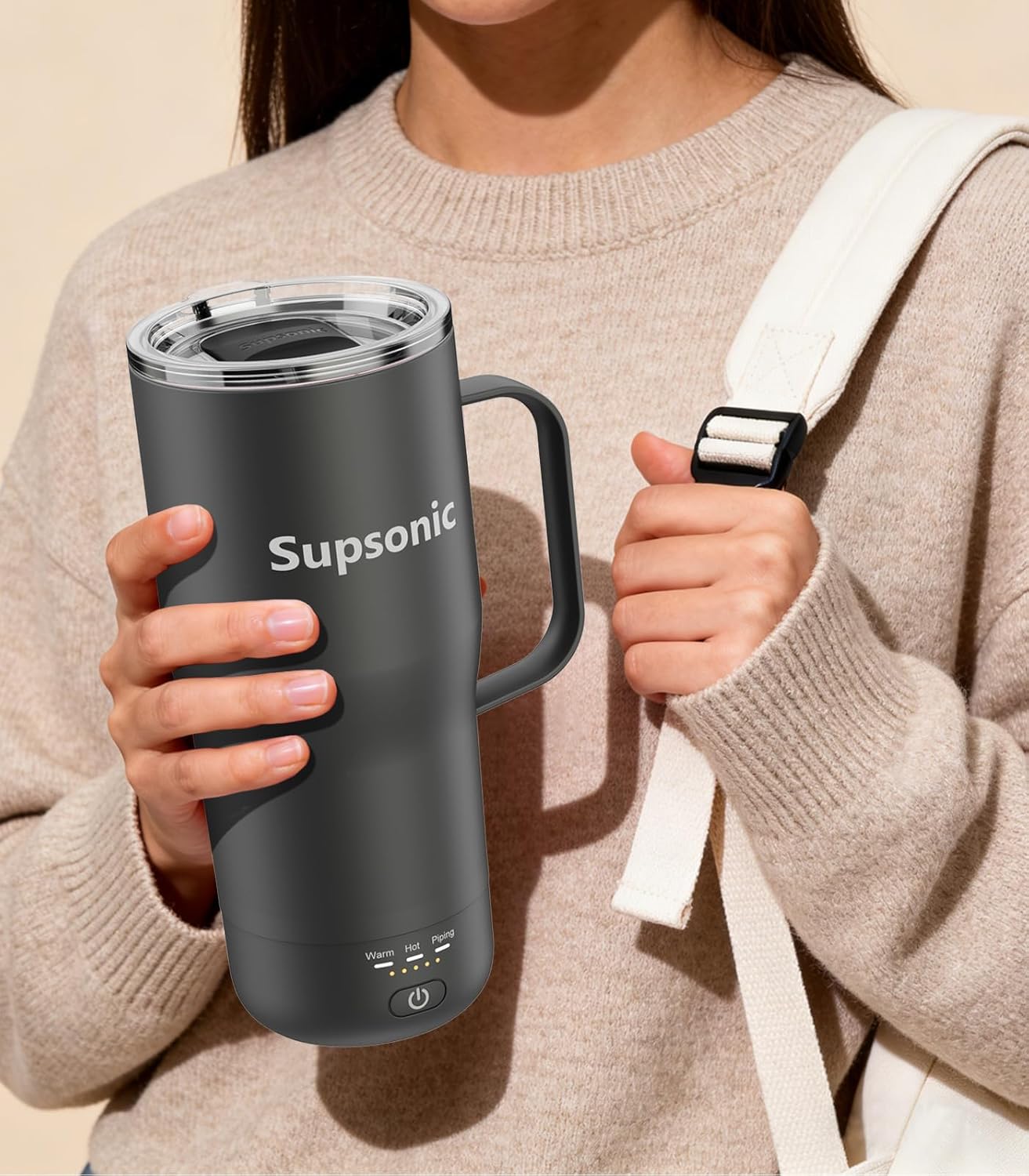 Supsonic - 20oz Self Heating Mug, Electric Coffee Mug Warmer Set with Auto Shut Off, Rechargeable Temperature Heating for Beverage, Coffee at Home & Outdoor, Heated Coffee Mug Gifts for Men Women | S3