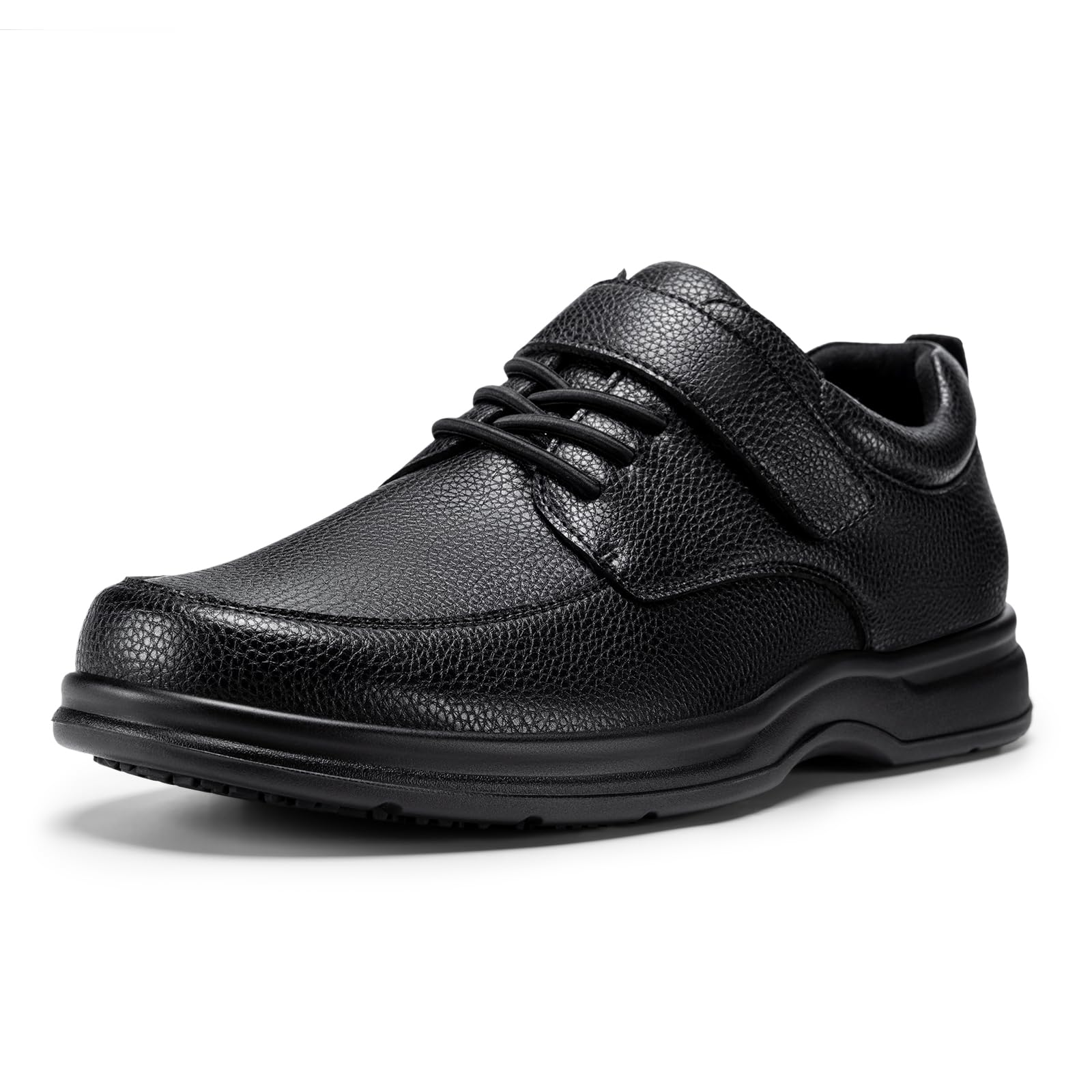 FitVille Extra Weite Business Lederschuhe Herren mit Klettverschluss | Anzugschuhe aus Kunstleder,Reha Schuhe für breite Füße,Senioren Bequemer Sneaker Walkingschuhe,Büro,Formelle Anlässe,Freizeit