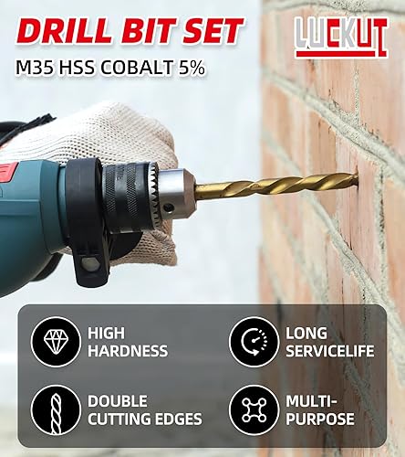 Miniatura 4 de Juego de brocas de cobalto - 13 piezas de acero de alta velocidad M35, longitud de giro para metal, hierro fundido y plástico de madera con caja de