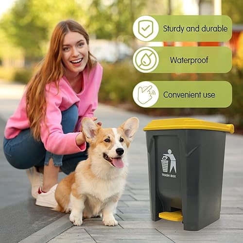 Miniatura 4 de Fhiny Cubo de basura para excrementos de perro para exteriores, cubo de basura con pedal de 20 litros con cubo de basura interior extraíble y 90