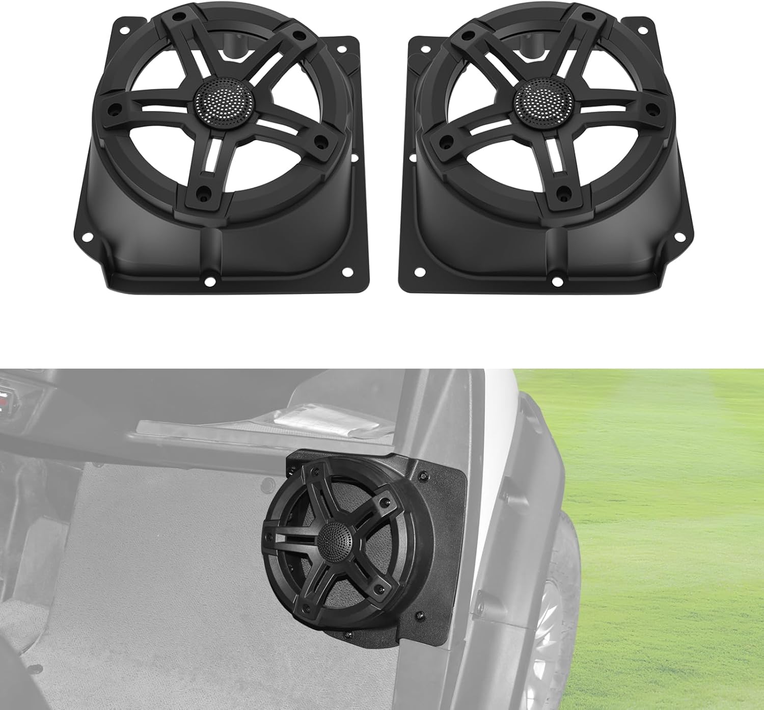 6.5" Under Dash Kick Speaker Pods Brackets for Yamaha G14 G16 G19 G20 G22, Front Kick Panel Loudspeaker Mount Support, Premium ABS Speaker Enclosures Pods for Yamaha Golf Cart Accessories