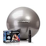 DYNAPRO Exercise Ball Extra Thick Eco-Friendly & Anti-Burst Material Supports Over 2200lbs, Stability Ball for Home, Yoga, Gym, Birthing, Physio, Swiss, Physical Therapy or Pregnancy (Silver, 65cm)